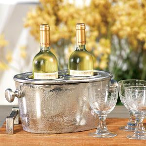 Raw Aluminum Two Bottle Wine Holder and Chiller