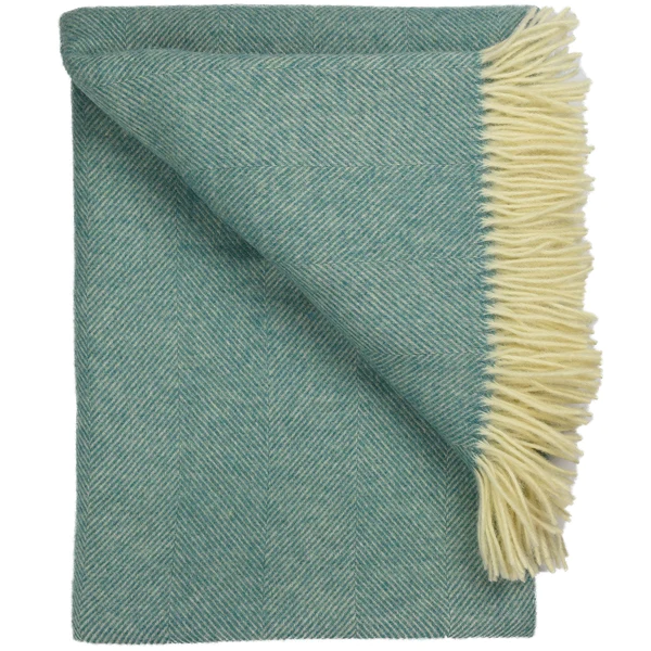 Southampton Herringbone Merino Wool Throw - Sea Glass 55x72