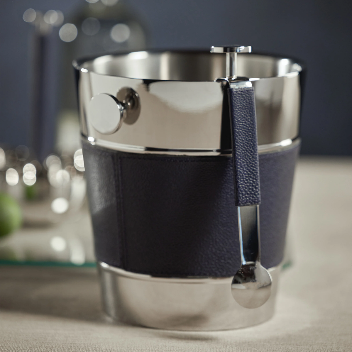 Laguna Nickel & Navy Leather Wine Cooler