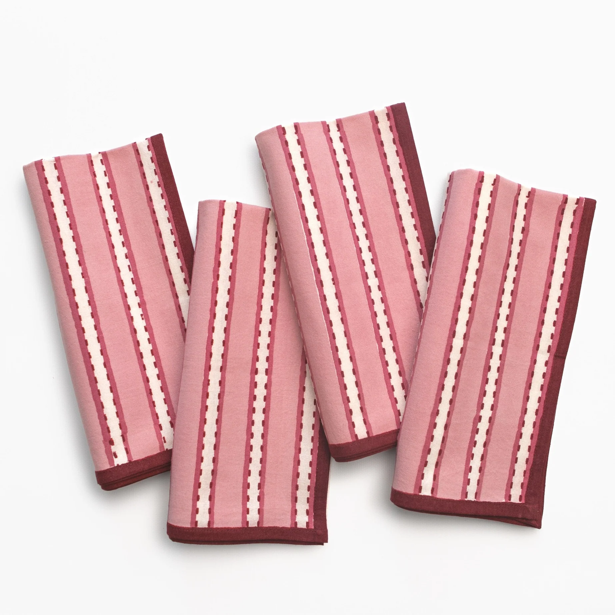 Rose Dotted Stripe Napkins, Set of 4