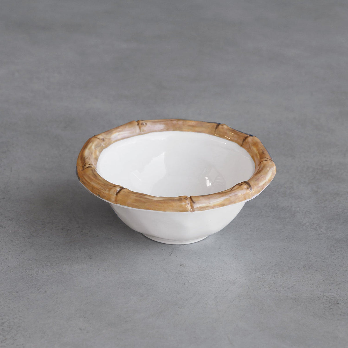 Melamine Bamboo Mini Bowl, White and Natural