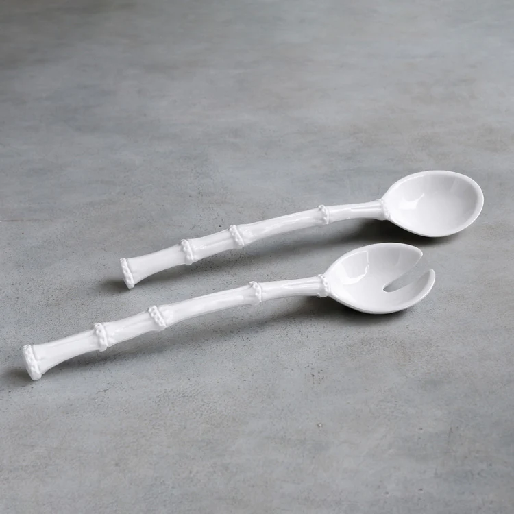 VIDA Bamboo Large Salad Servers White