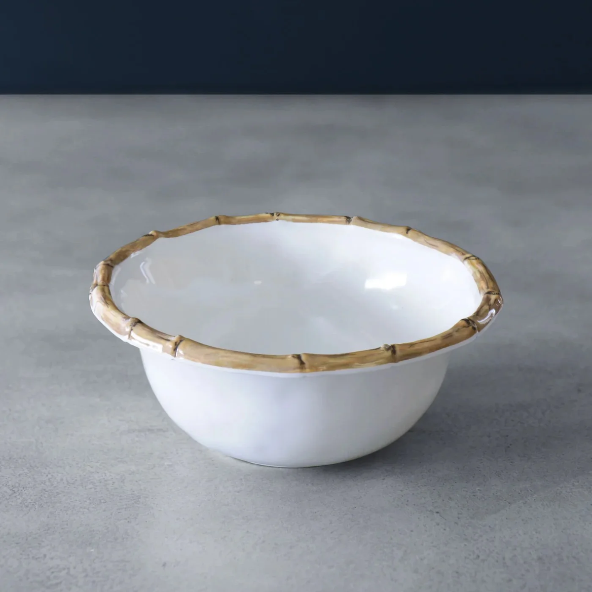 Melamine Bamboo Cereal Bowl, Set of 4 (White and Natural)