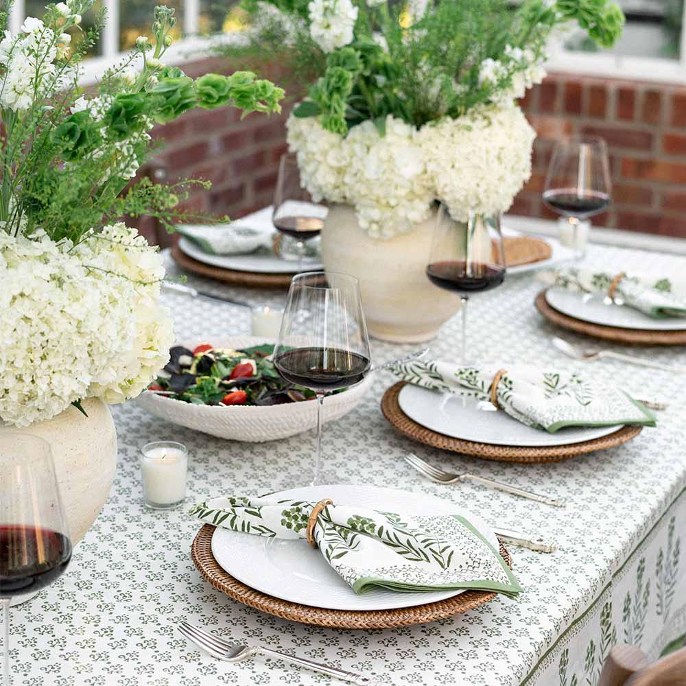 Phlox Green and White 60 x 90 Tablecloth
