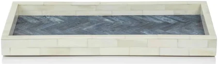White Bone w/ Blue Inlay 12" X 18"