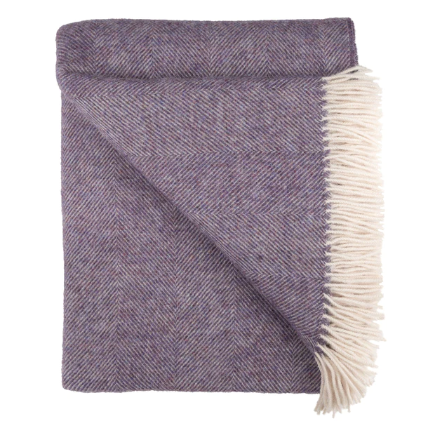 Southampton Herringbone Merino Wool Throw - Lavender 55x72