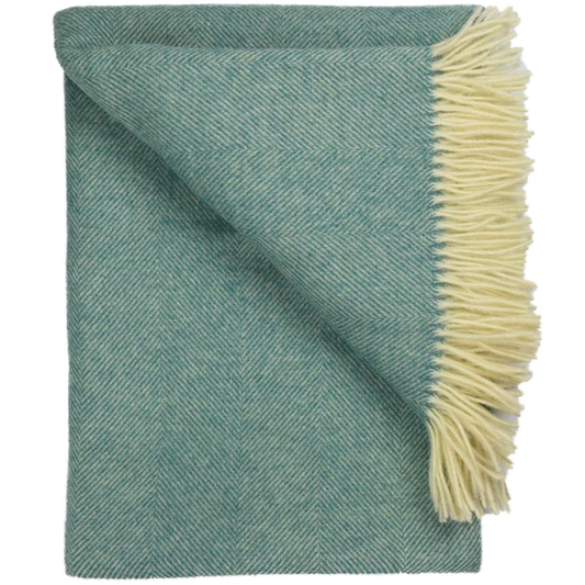 Southampton Herringbone Merino Wool Throw - Sea Glass 55x72
