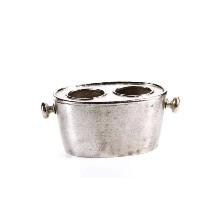 Raw Aluminum Two Bottle Wine Holder and Chiller
