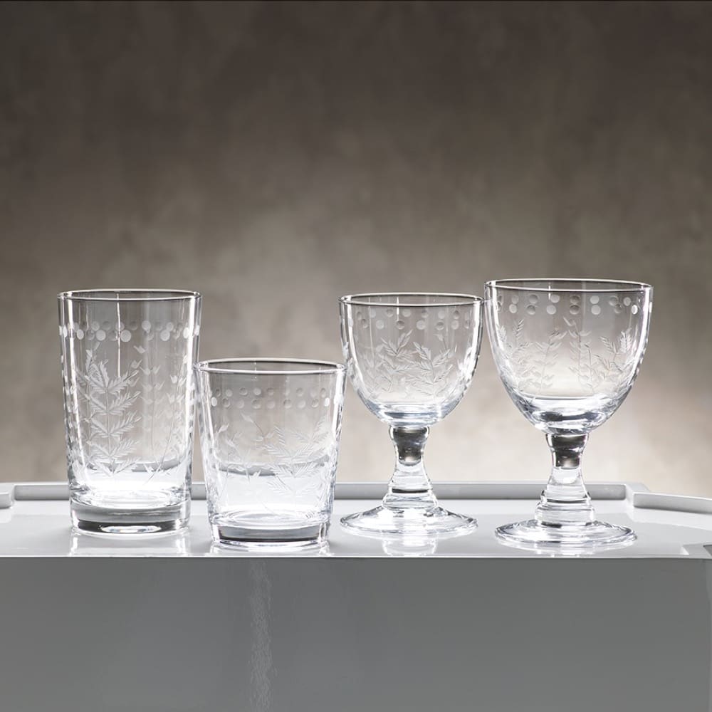 Spring Leaves Cut Double Old Fashioned Glass