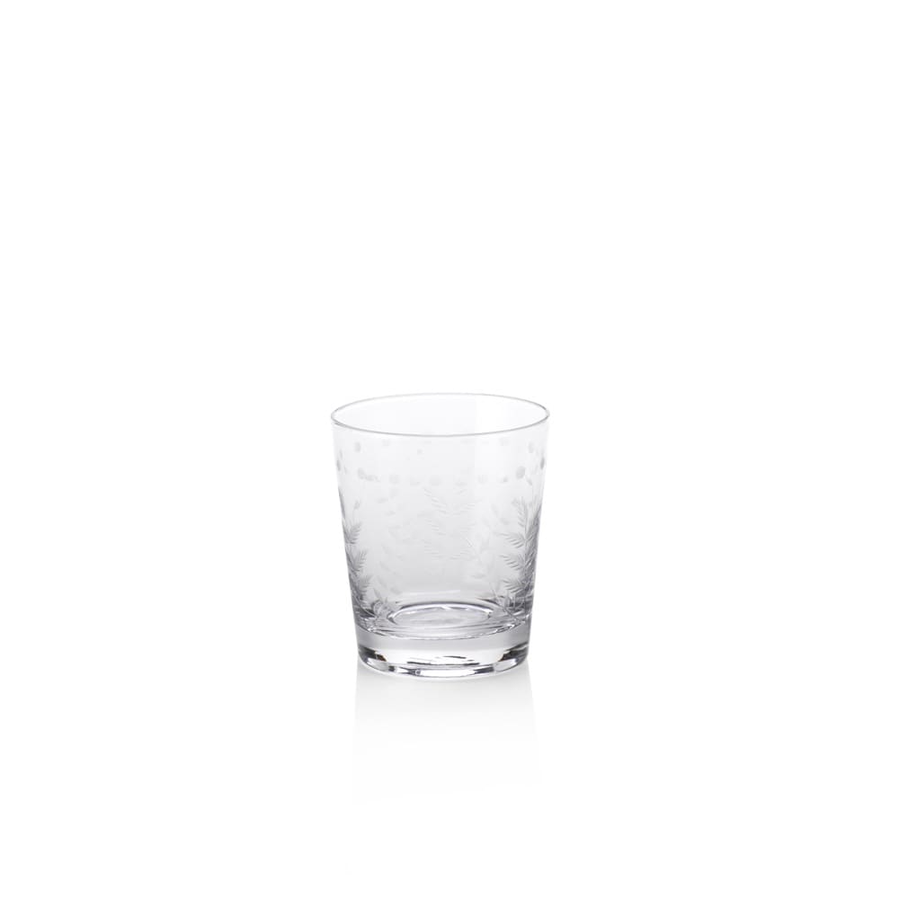 Spring Leaves Cut Double Old Fashioned Glass