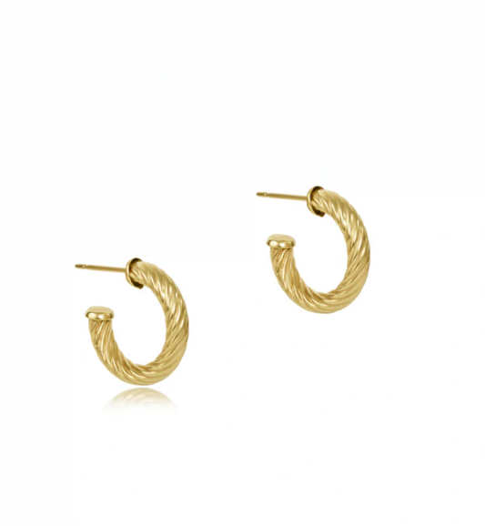 enewton Round Gold 0.5" Post Hoop Earrings Textured Twist