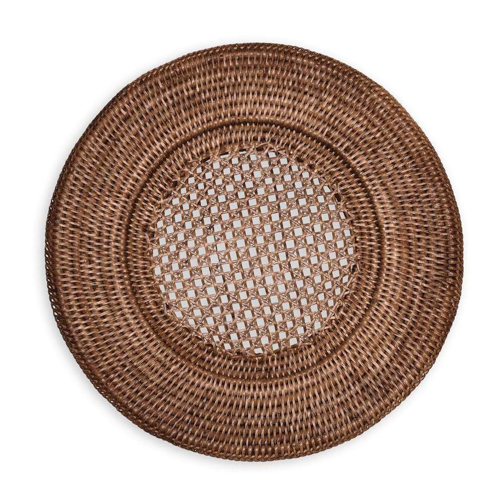 12 Inch Rattan Round Plate Charger in Dark Natural
