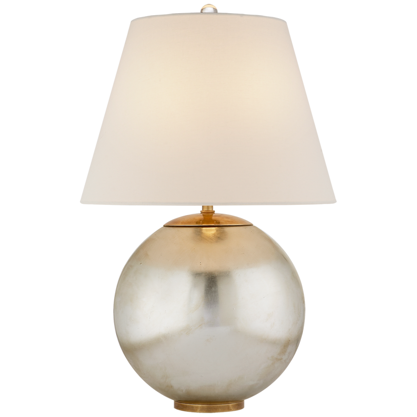 Morton Table Lamp in Clear Glass 24.5 " H comes with Linen Shade 16.5" D