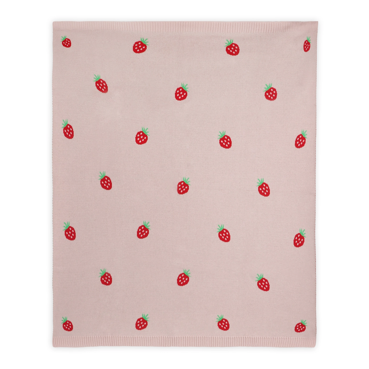 Organic Cotton Jacquard Baby Blanket, Strawberry