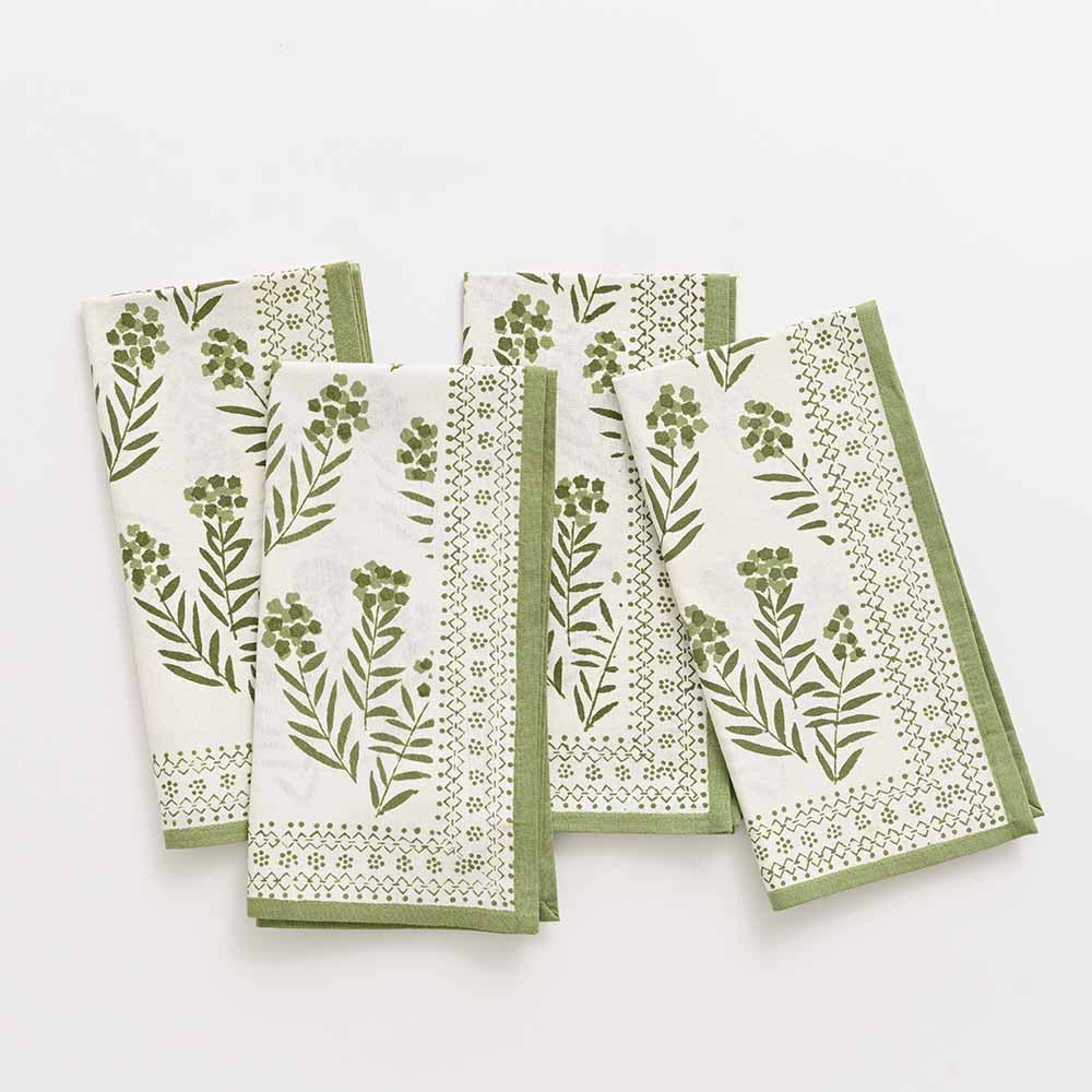Phlox Green & White Napkin Set of 4
100% Cotton