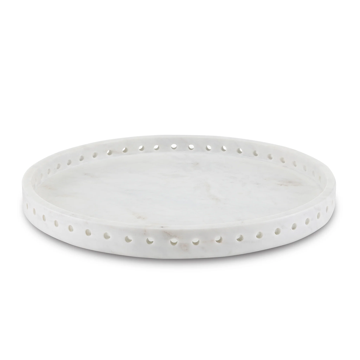 White Large Freya Round Marble Tray