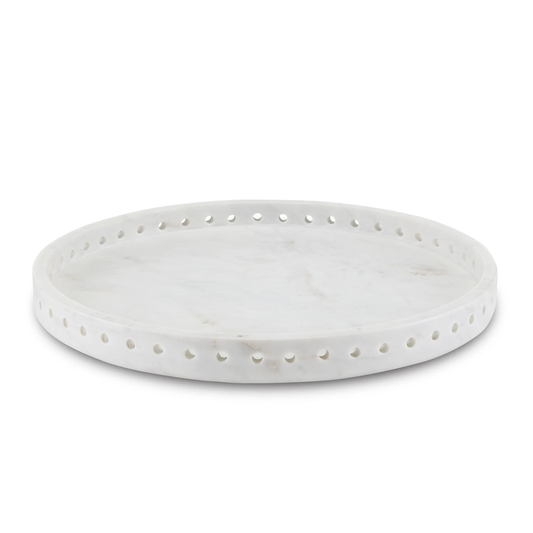 White Large Freya Round Marble Tray