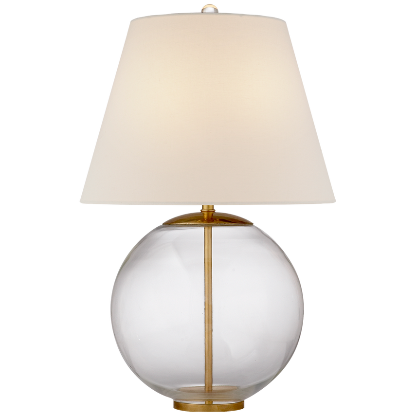 Morton Table Lamp in Clear Glass 24.5 " H comes with Linen Shade 16.5" D