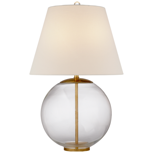 Morton Table Lamp in Clear Glass 24.5 " H comes with Linen Shade 16.5" D