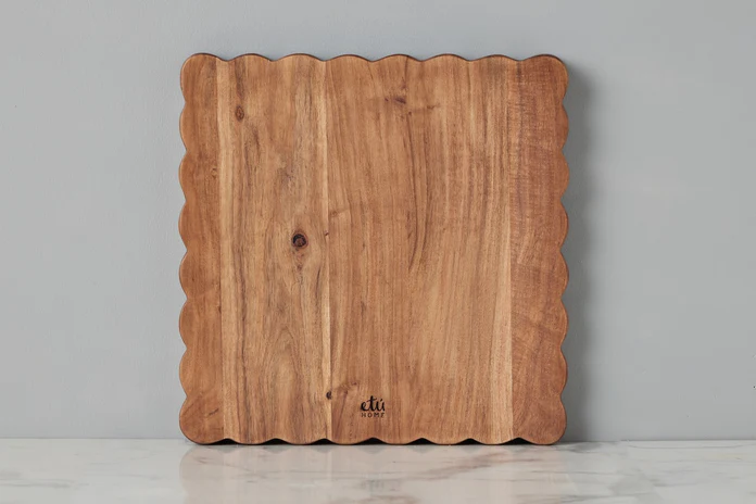 16" Square Scalloped Cutting Board
Food Safe