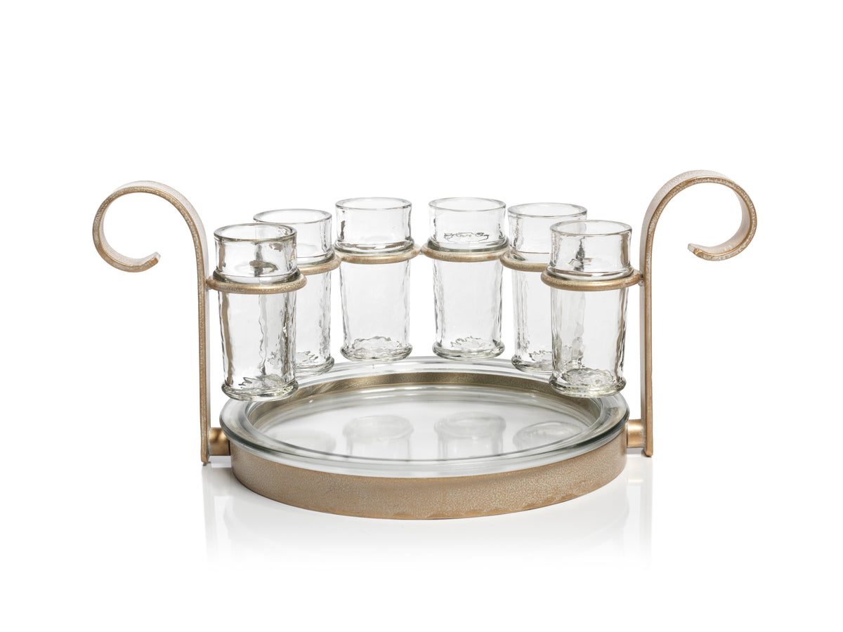 Fiesta Six Shot Tequila Set - Gold  14.25  x 9 x 6.25