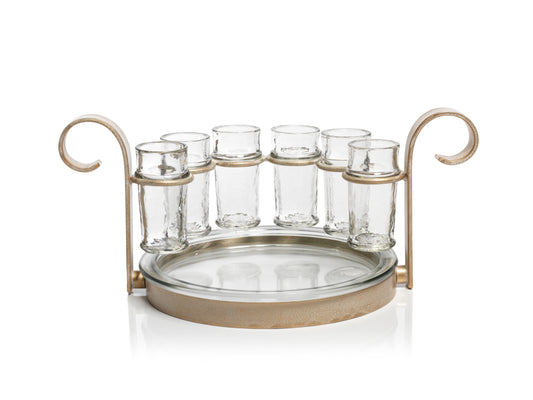 Fiesta Six Shot Tequila Set - Gold  14.25  x 9 x 6.25