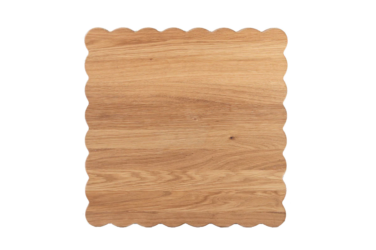 16" Square Scalloped Cutting Board
Food Safe