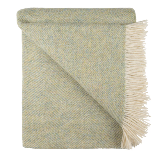 Southampton Herringbone Merino Wool Throw - Meadow 55x72