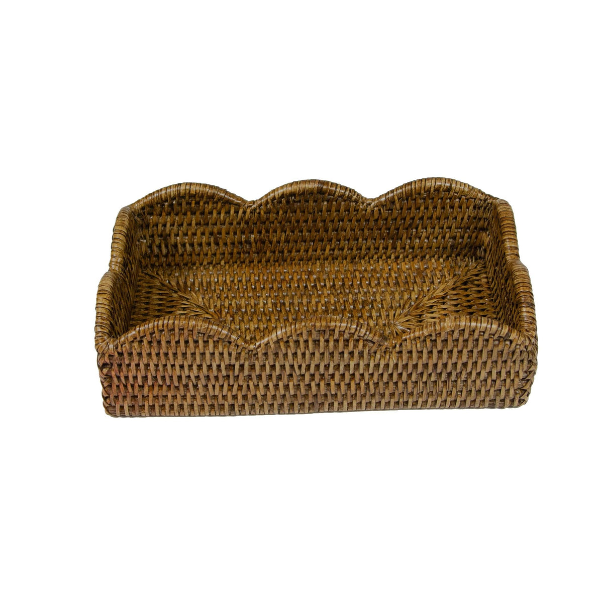 Scalloped Rattan Guest Towel Holder