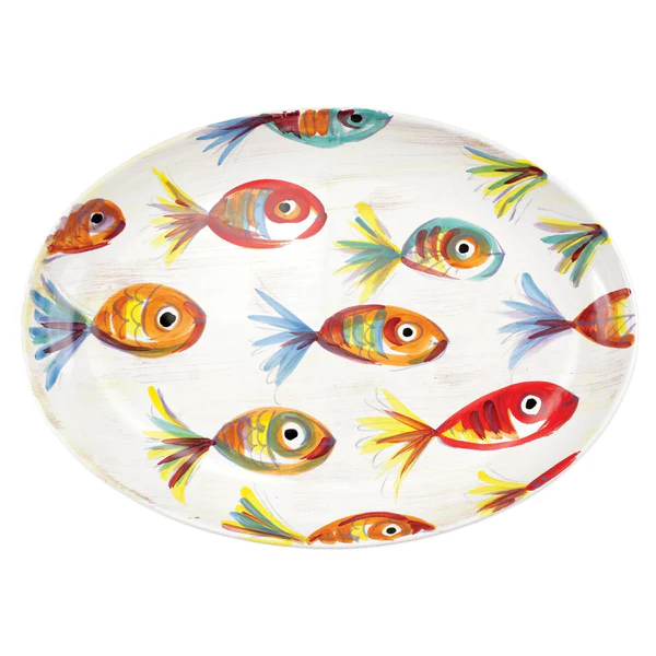Pesci ~ Fish Colorati Oval 17.5 Inch Platter