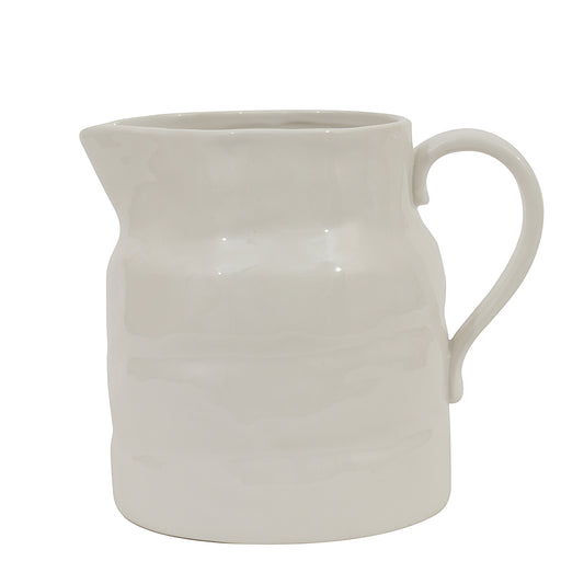 White Stoneware Vintage Reproduction Pitcher 64 Ounce