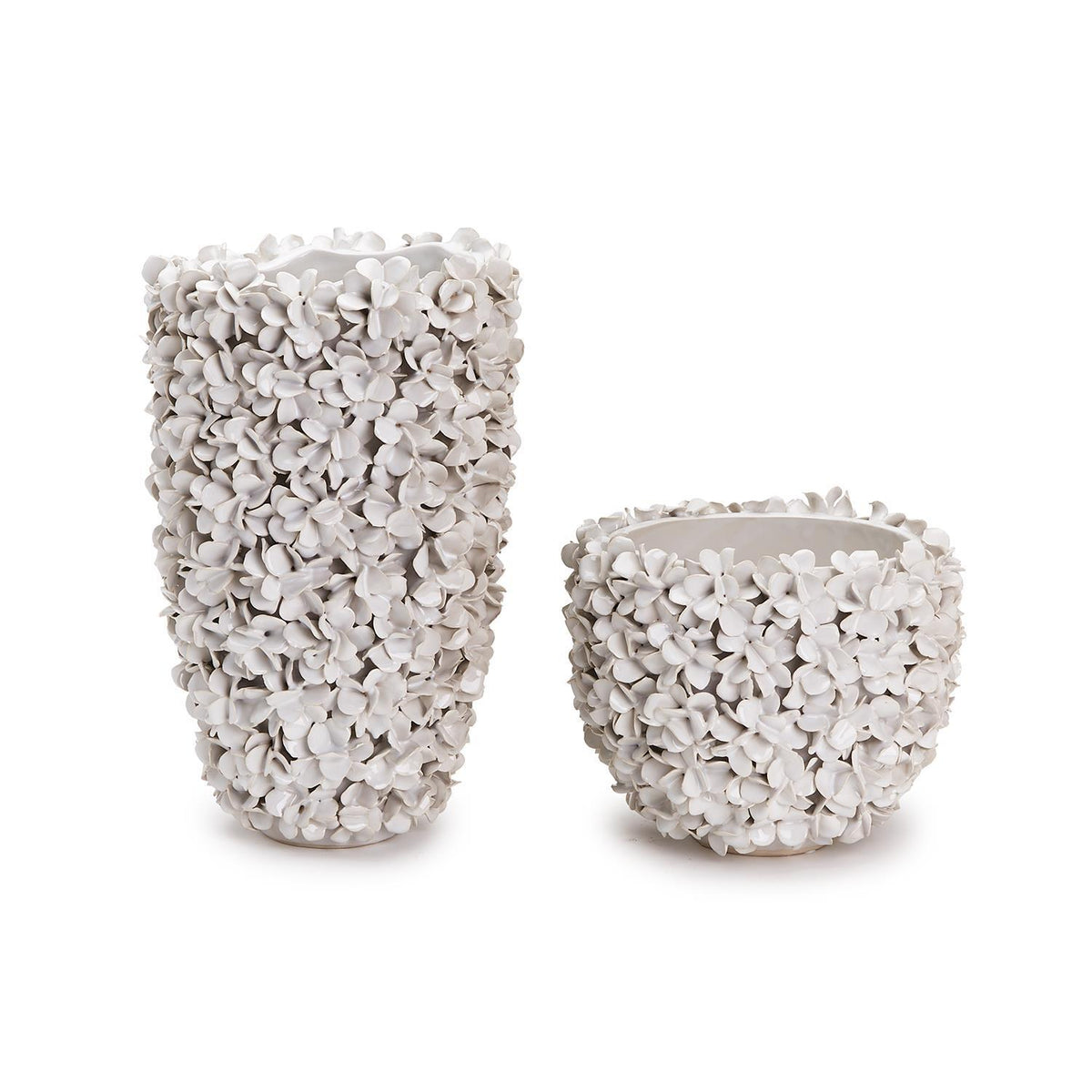Hydrangea White Planter/Vase, 8"x10"