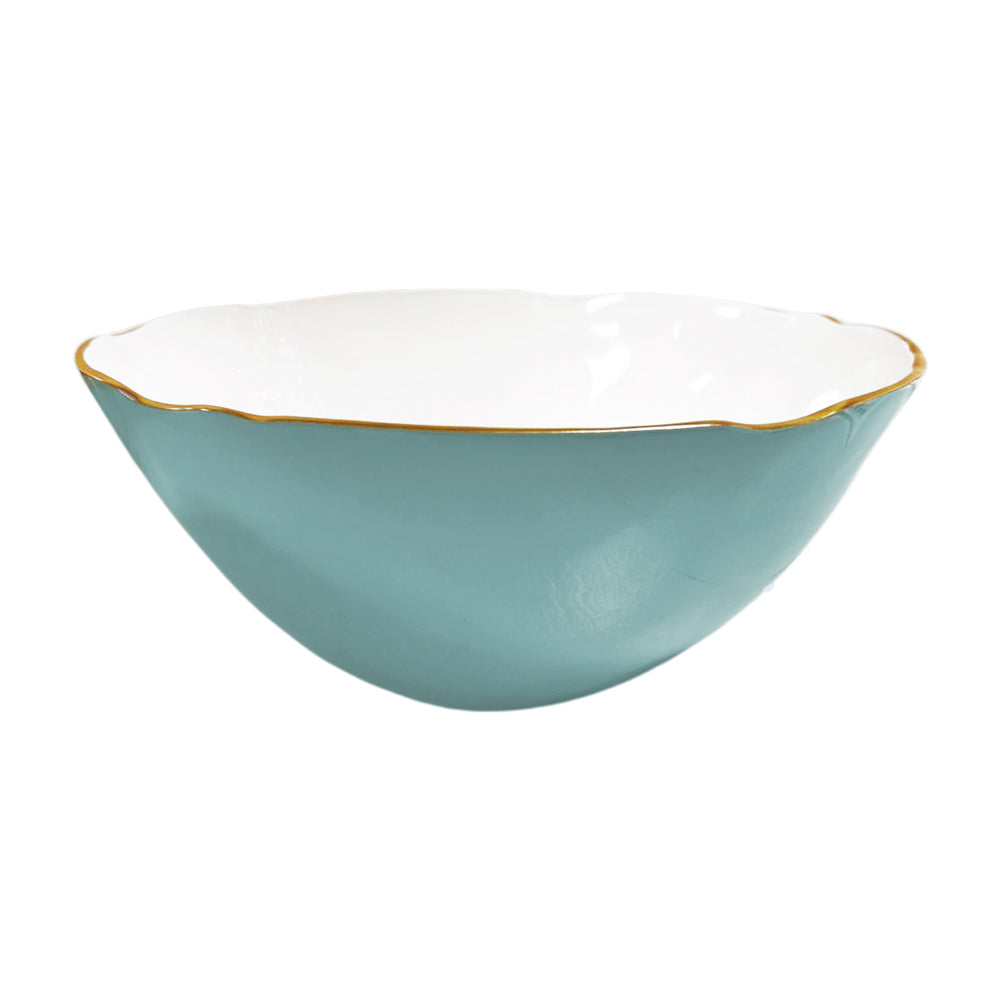 Turquoise & WhitevEncanto Demeter Large Bowl -
 13" L x 12.5" W x 5.75" H