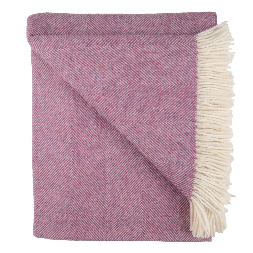Southampton Herringbone Merino Wool Throw - Petal Pink 55x72