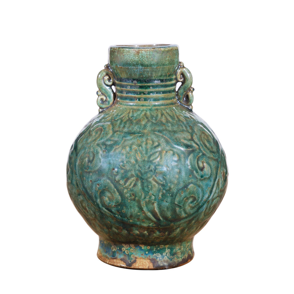 Green Peony 7x9 Vase