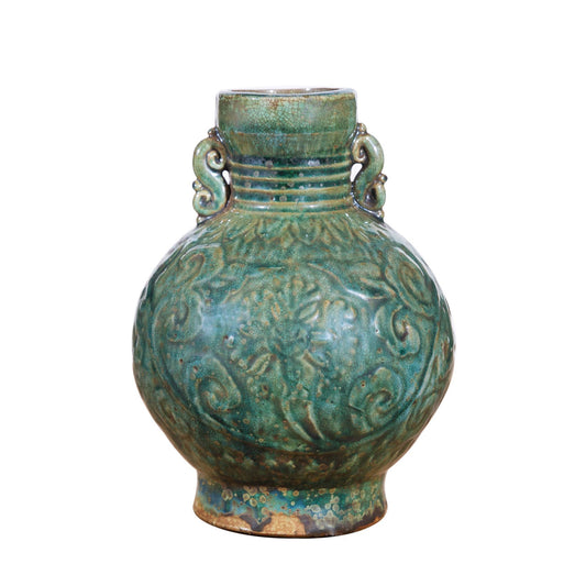 Green Peony 7x9 Vase