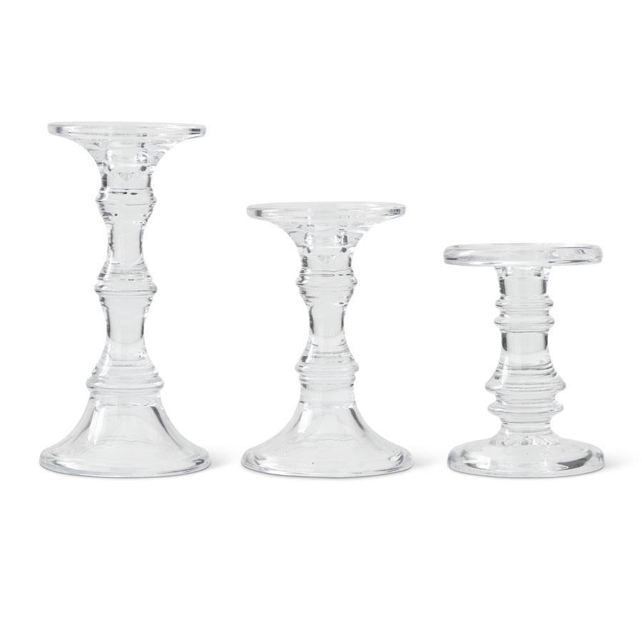 Glass Candleholder with Lumiinara Candle, 7"