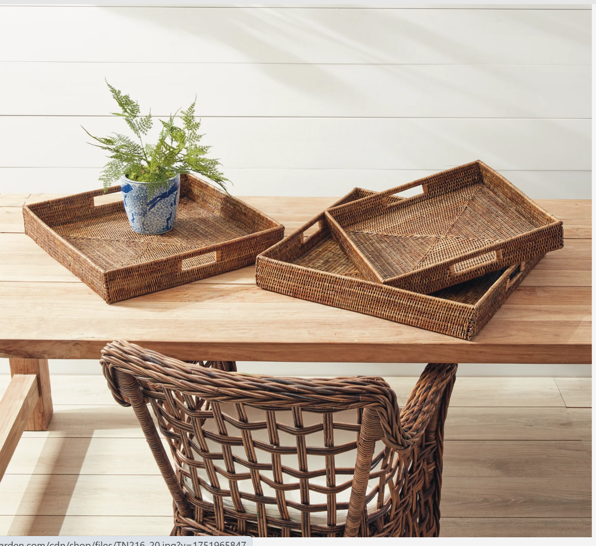 Burma Rattan Ottoman Tray, Small 17.75 In.
