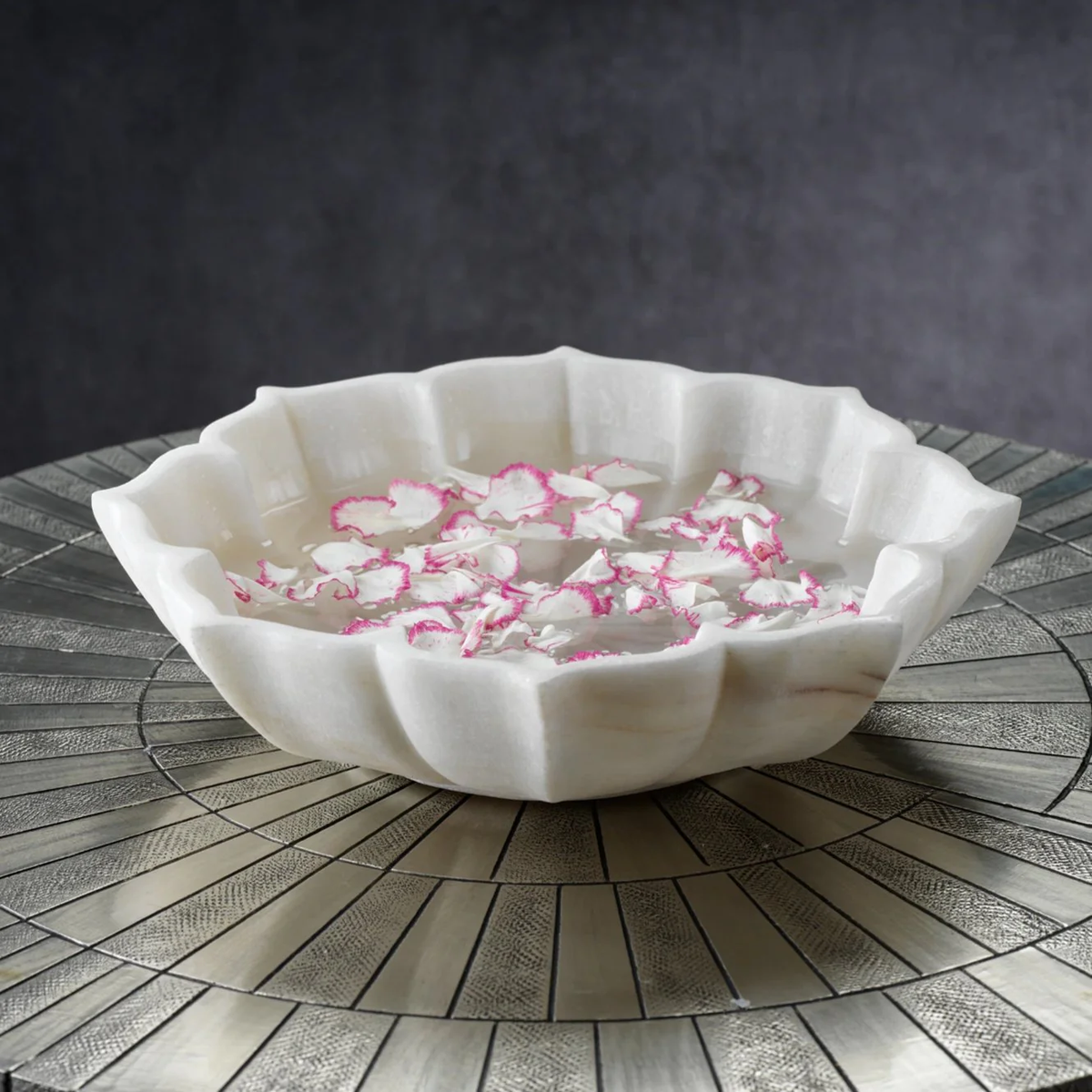 Large Marble Lotus11.75 x 2.5