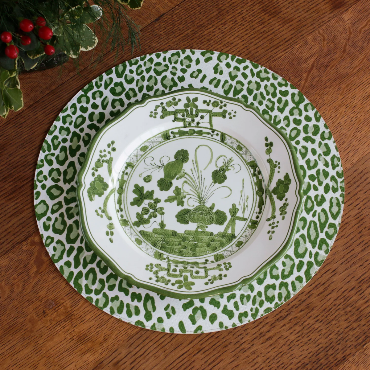 Green and White Melamine Salad Plate, Set of 4