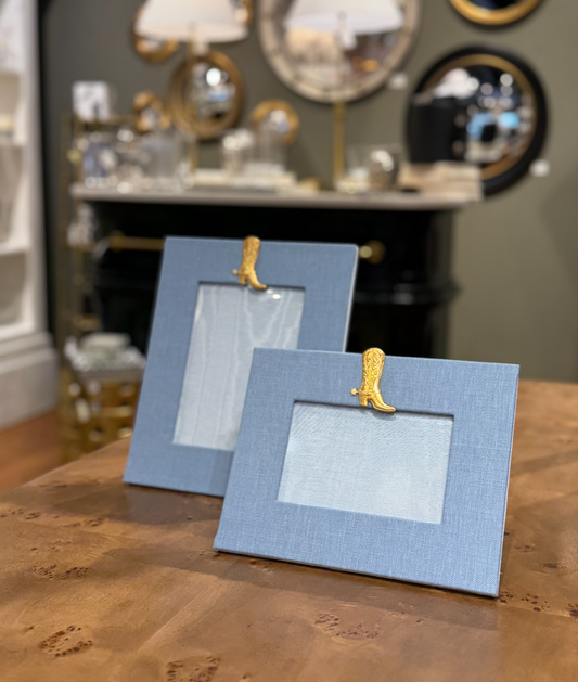 Denim Cowboy Boots Medallion Frame, 4x6 Horizontal