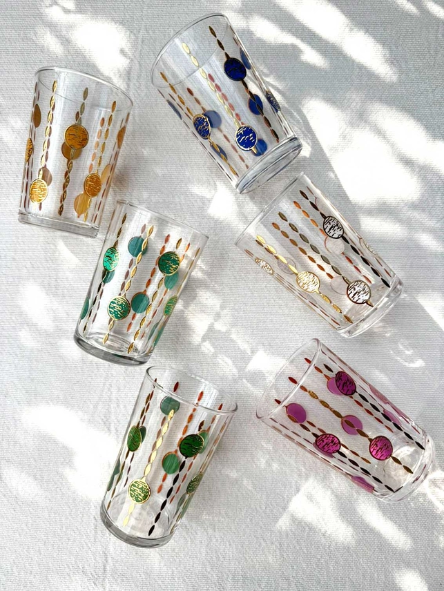 Set of 6 Tea Glasses Joya Colored Bubbles