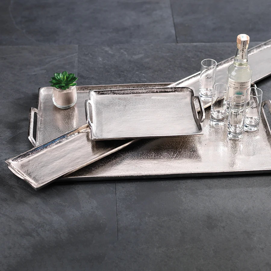 Barbuda Aluminum Tray with Handles -12 Inches x 8.5 Inches