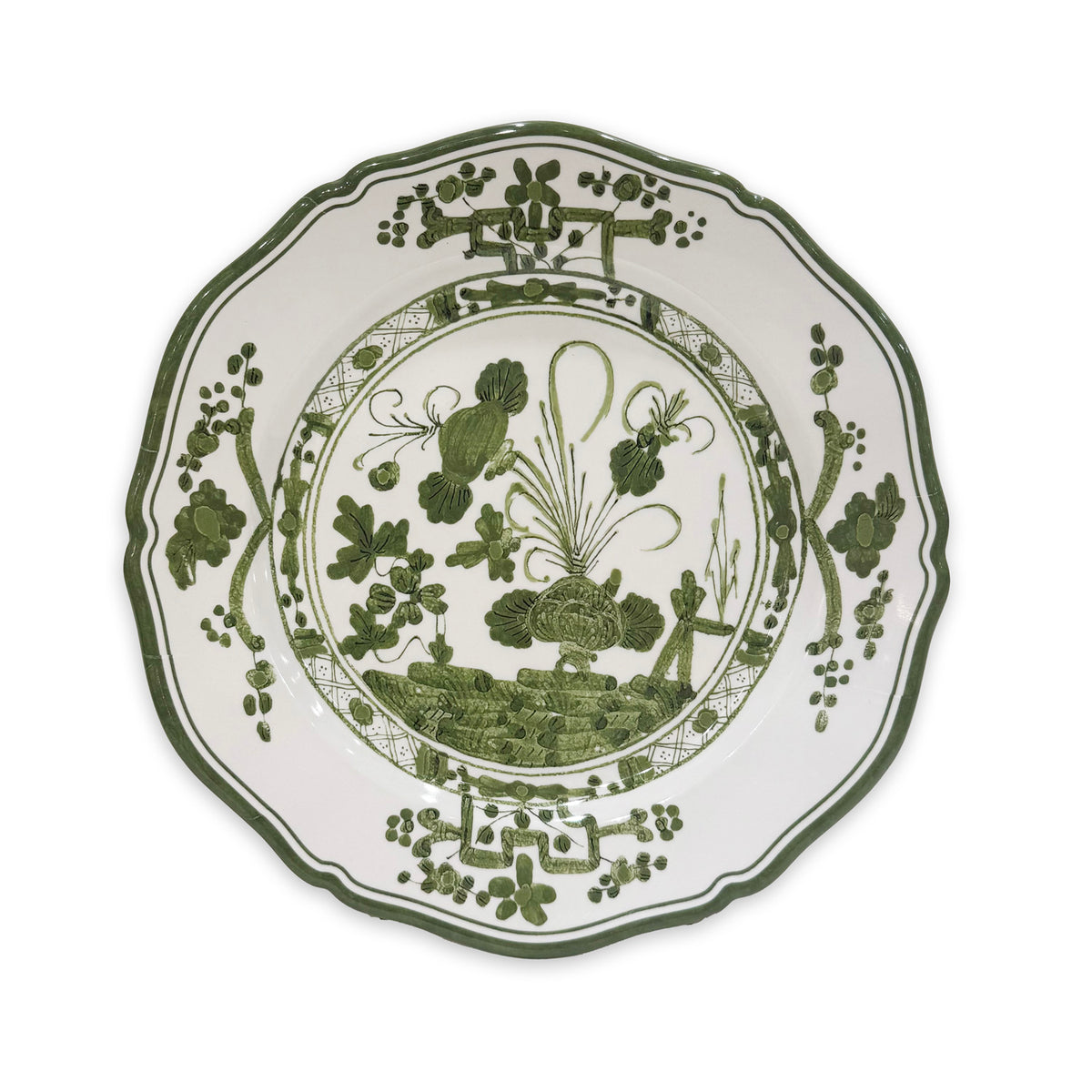 Green and White Melamine Salad Plate, Set of 4