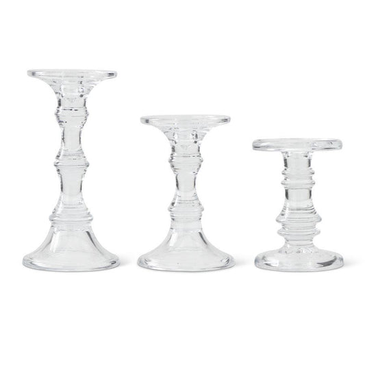 Glass Candleholder with Lumiinara Candle, 9.25"