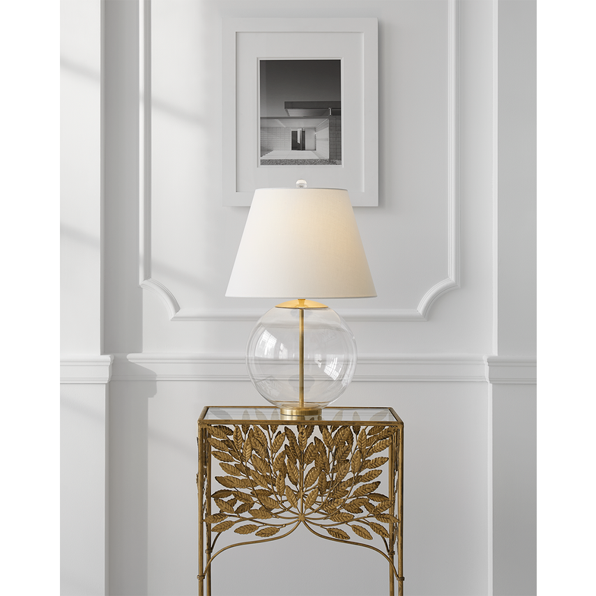 Morton Table Lamp in Clear Glass 24.5 " H comes with Linen Shade 16.5" D