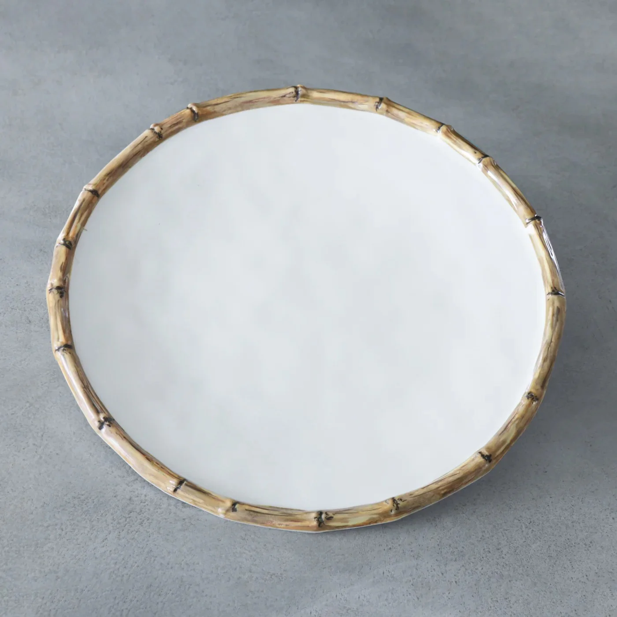 Melamine Bamboo 11" Dinner Plate, Set of 4 (White and Natural)