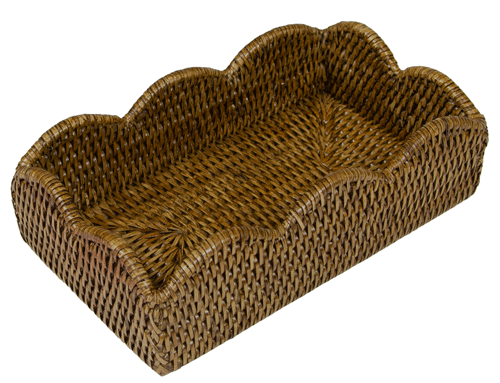Scalloped Rattan Guest Towel Holder