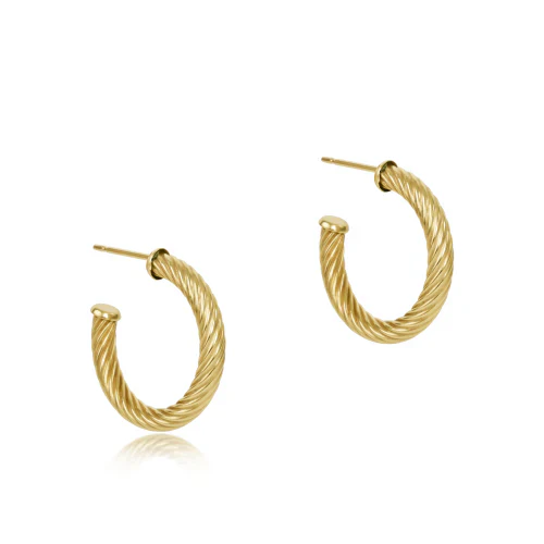 enewton Round Gold 1.125" Post Hoop 4mm Textured Twist Earring
