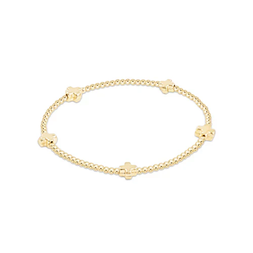 enewton Signature Cross Small Gold Pattern 2mm Bead Bracelet